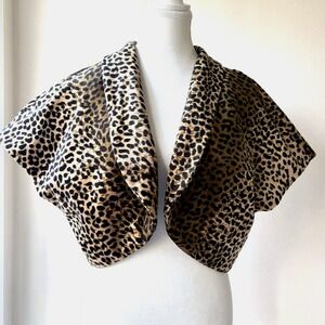 Connected Faux Fur Shawl Collar Jacket Bolero 1X Black Tan Cheetah Holiday
